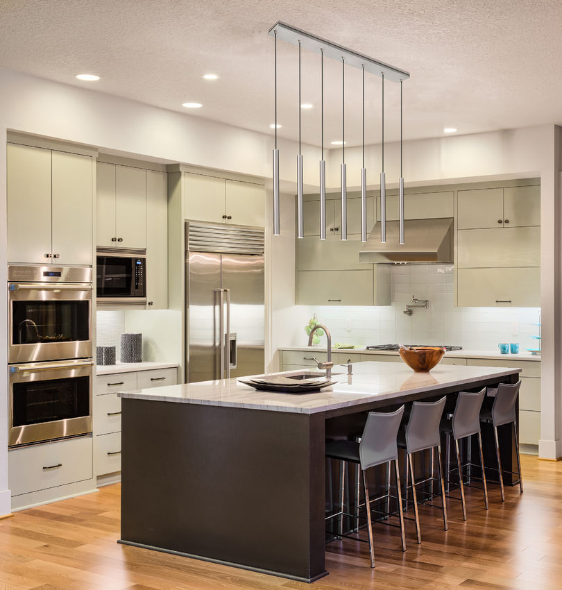 Z-Lite Forest 54" 7-Light LED-Integrated Brushed Nickel Steel Linear Chandelier