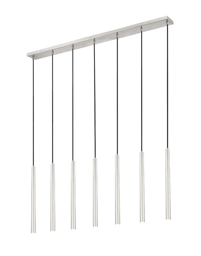 Z-Lite Forest 54" 7-Light LED-Integrated Brushed Nickel Steel Linear Chandelier