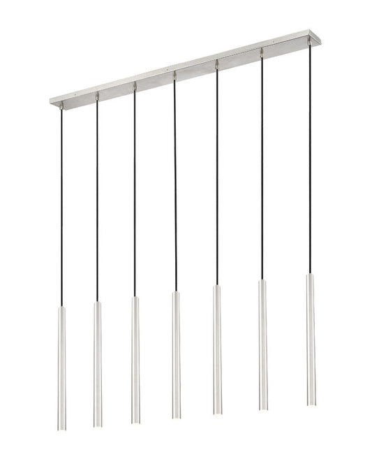 Z-Lite Forest 54" 7-Light LED-Integrated Brushed Nickel Steel Linear Chandelier