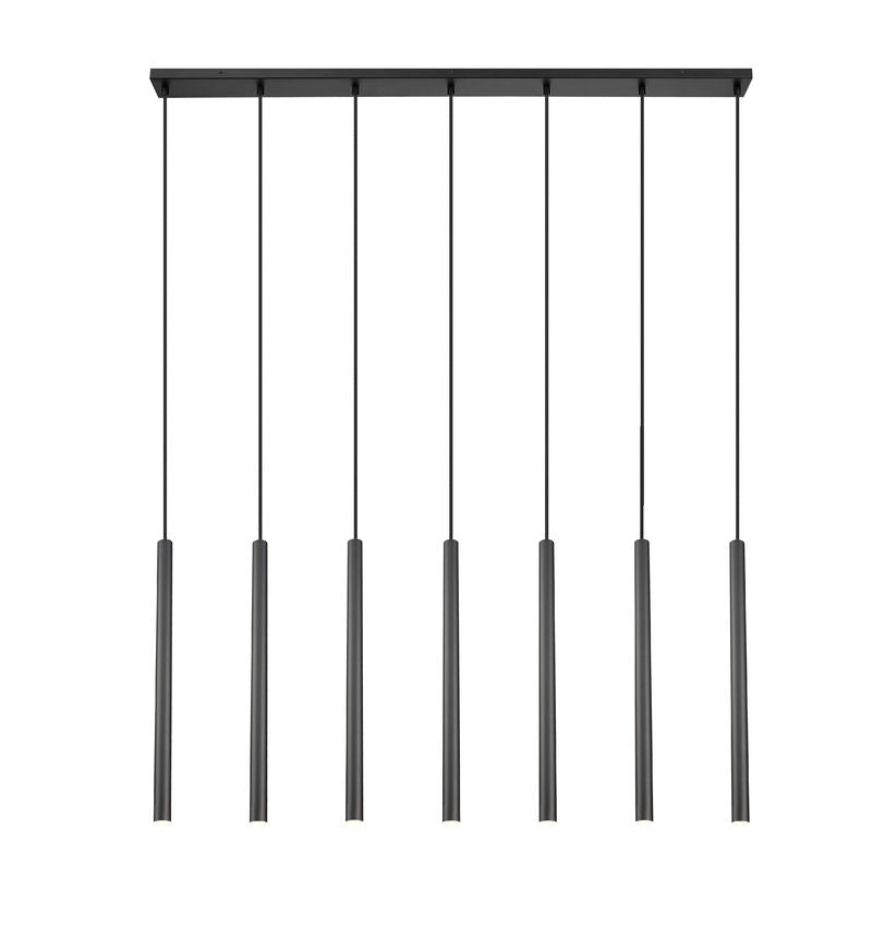 Z-Lite Forest 54" 7-Light LED-Integrated Matte Black Steel Linear Chandelier