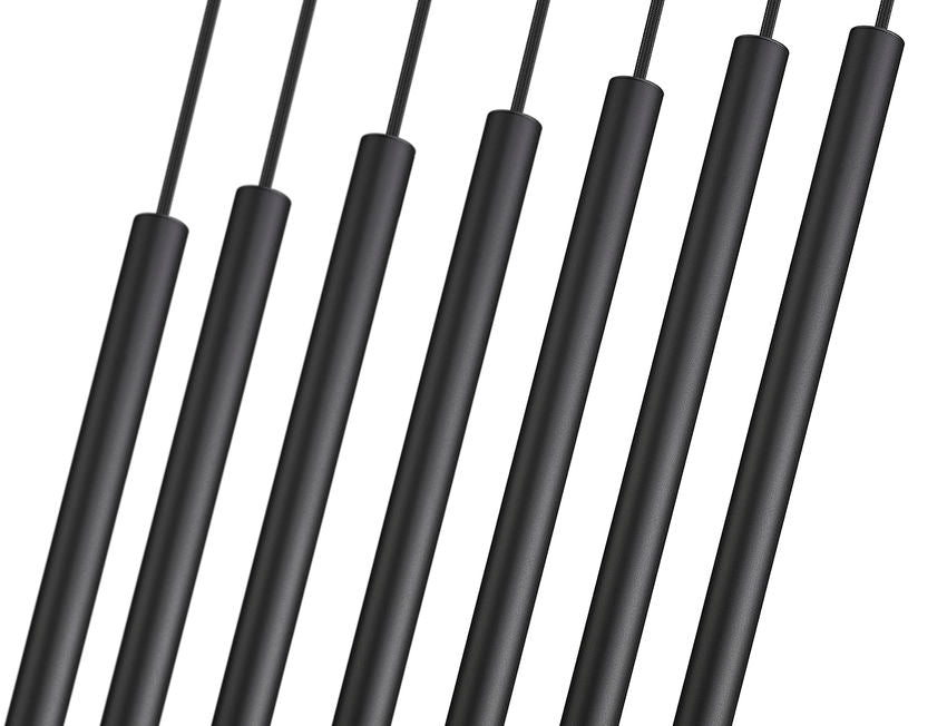 Z-Lite Forest 54" 7-Light LED-Integrated Matte Black Steel Linear Chandelier