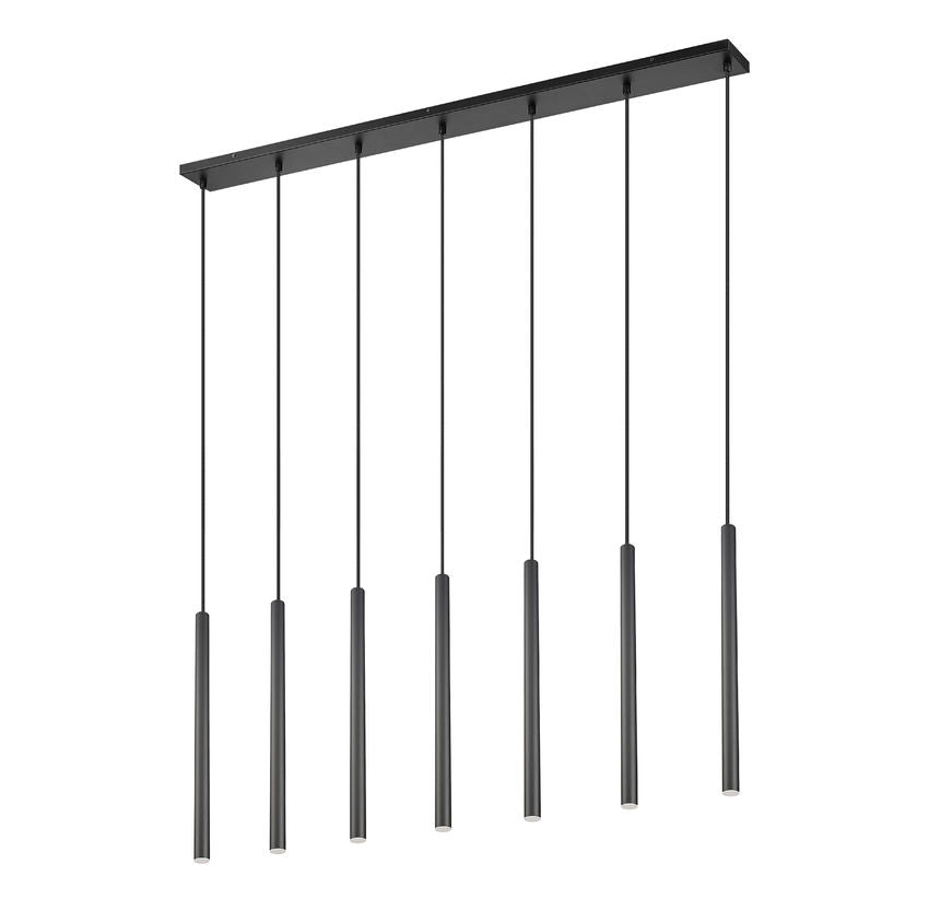 Z-Lite Forest 54" 7-Light LED-Integrated Matte Black Steel Linear Chandelier