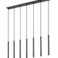 Z-Lite Forest 54" 7-Light LED-Integrated Matte Black Steel Linear Chandelier