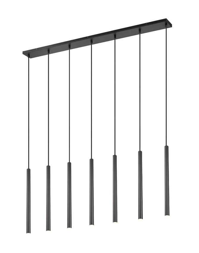 Z-Lite Forest 54" 7-Light LED-Integrated Matte Black Steel Linear Chandelier