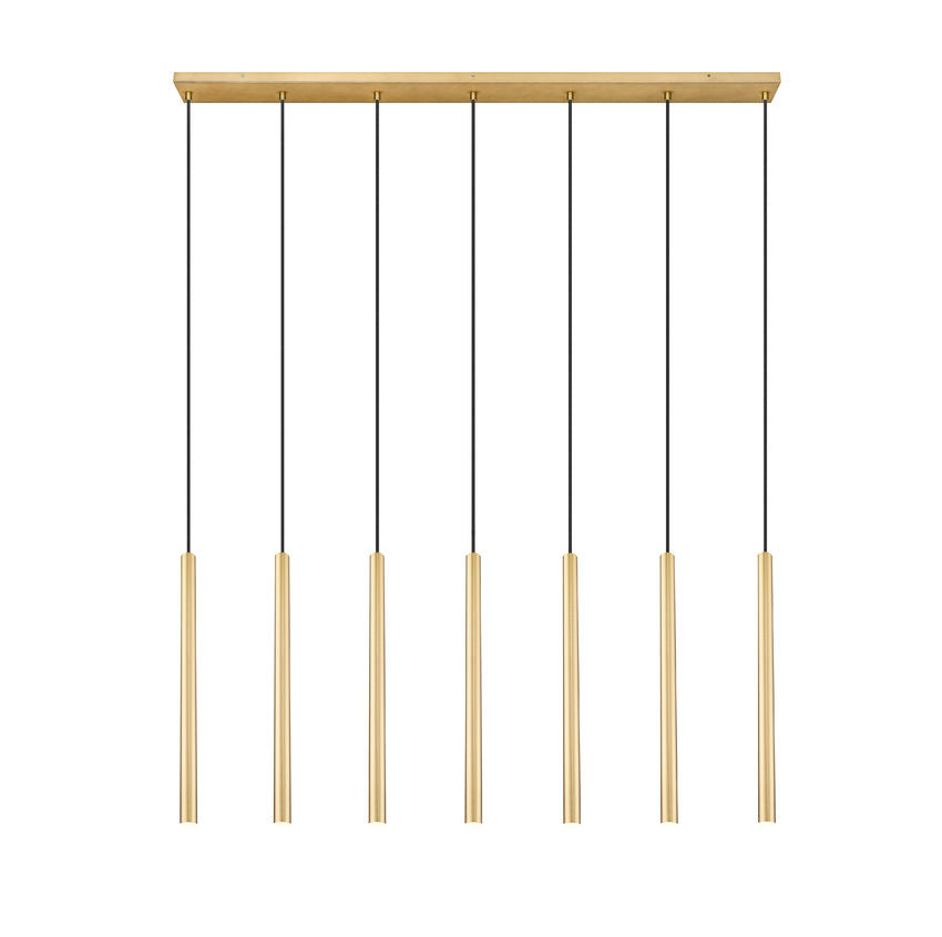 Z-Lite Forest 54" 7-Light LED-Integrated Modern Gold Steel Linear Chandelier