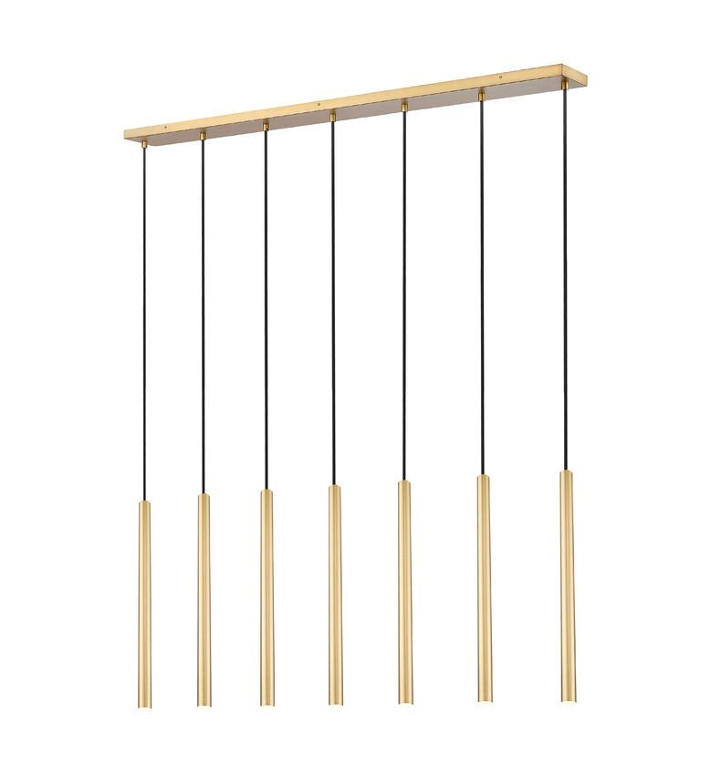 Z-Lite Forest 54" 7-Light LED-Integrated Modern Gold Steel Linear Chandelier
