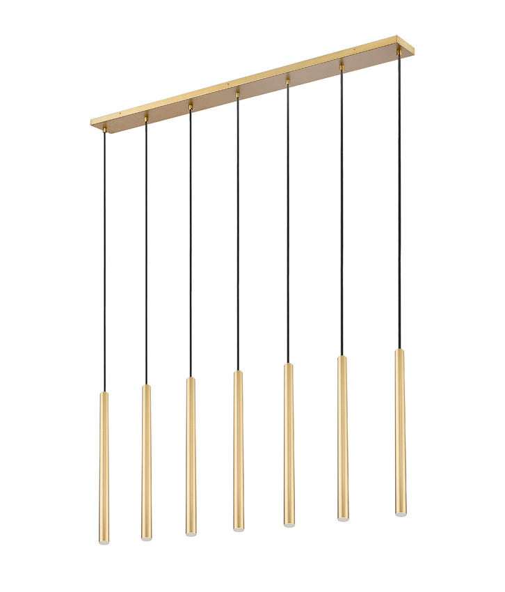 Z-Lite Forest 54" 7-Light LED-Integrated Modern Gold Steel Linear Chandelier