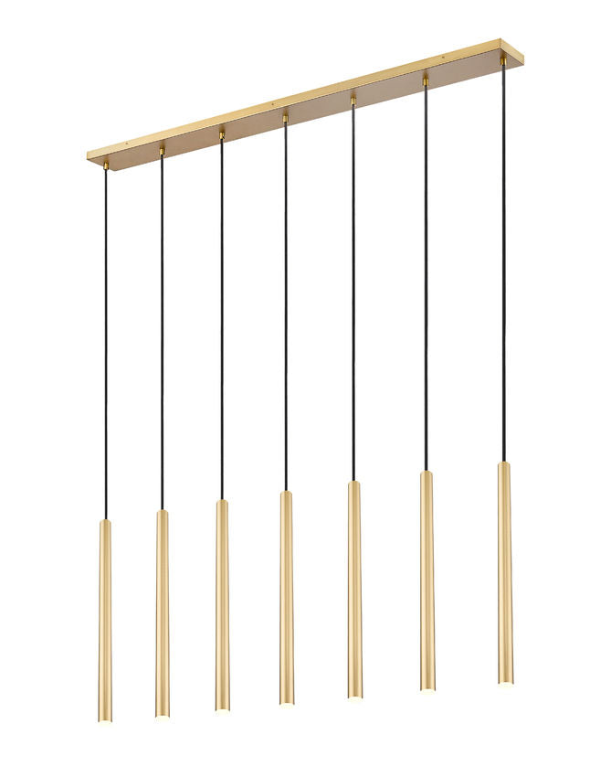 Z-Lite Forest 54" 7-Light LED-Integrated Modern Gold Steel Linear Chandelier