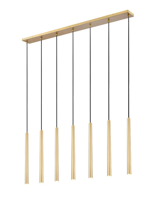 Z-Lite Forest 54" 7-Light LED-Integrated Modern Gold Steel Linear Chandelier