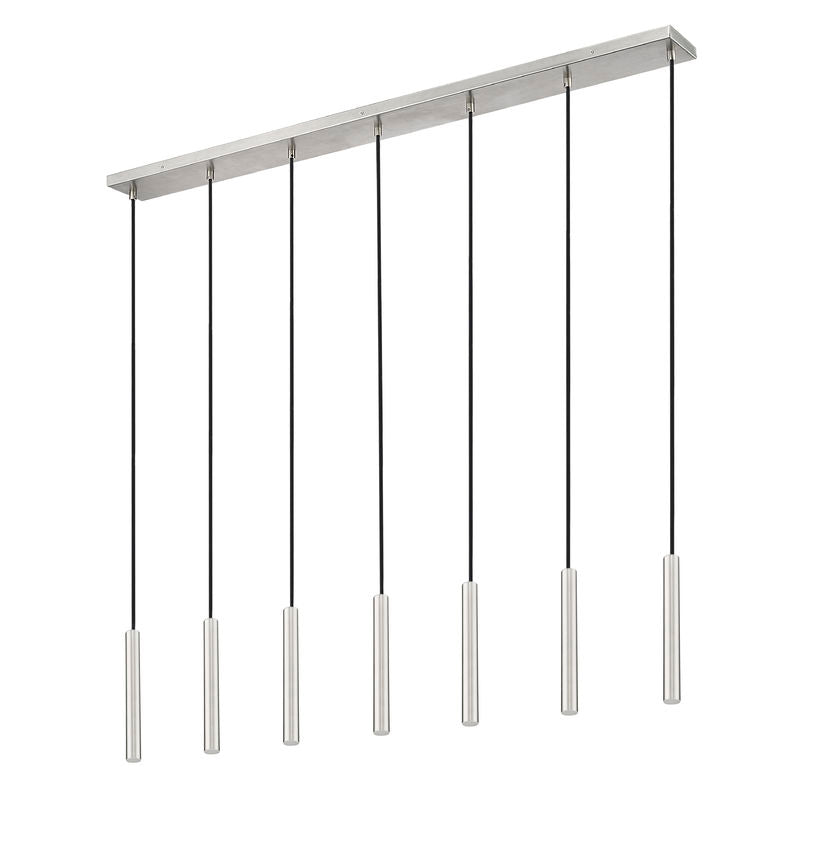 Z-Lite Forest 7-Light LED-Integrated Brushed Nickel Steel Linear Chandelier