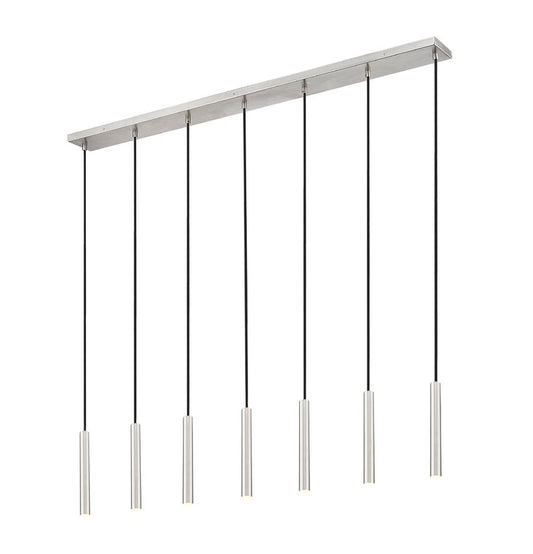 Z-Lite Forest 7-Light LED-Integrated Brushed Nickel Steel Linear Chandelier