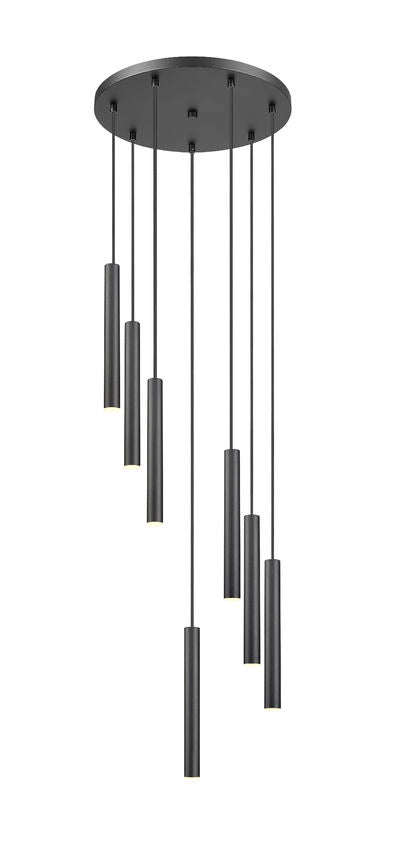 Z-Lite Forest 7-Light LED-Integrated Matte Black Steel Chandelier