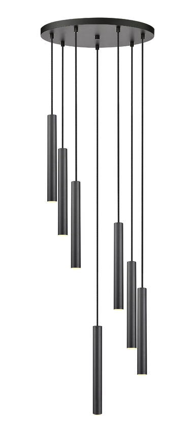 Z-Lite Forest 7-Light LED-Integrated Matte Black Steel Chandelier