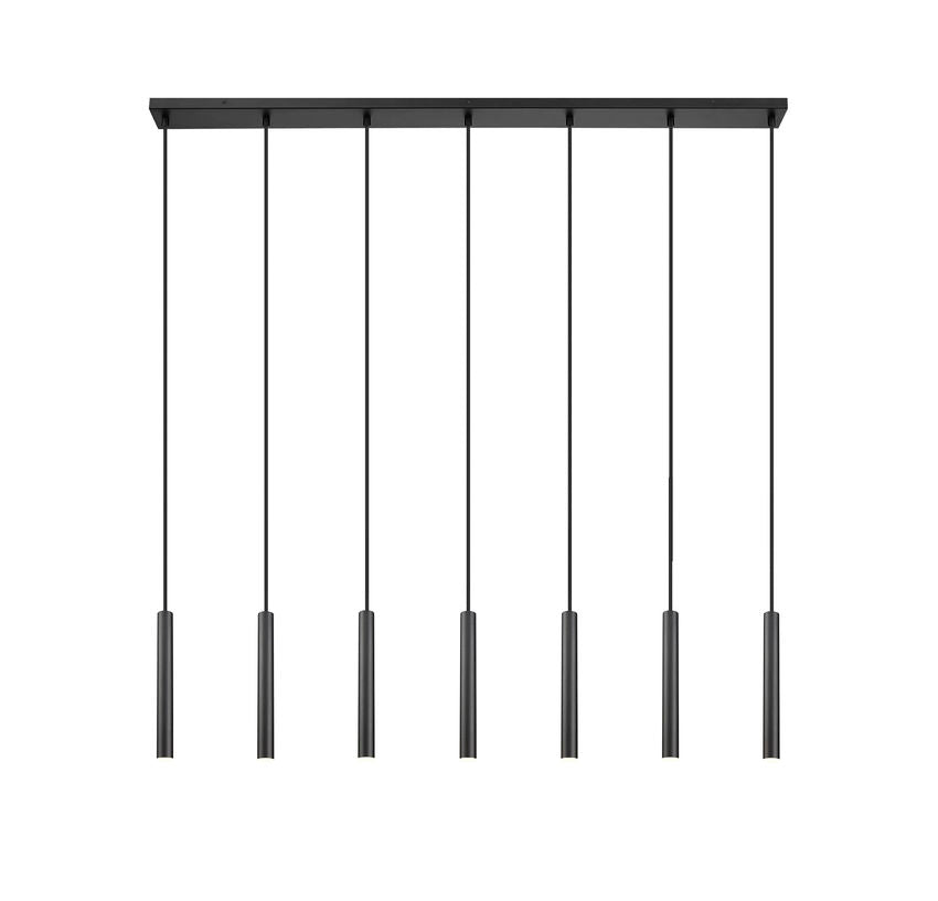 Z-Lite Forest 7-Light LED-Integrated Matte Black Steel Linear Chandelier