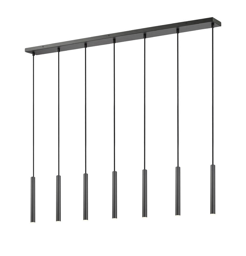 Z-Lite Forest 7-Light LED-Integrated Matte Black Steel Linear Chandelier