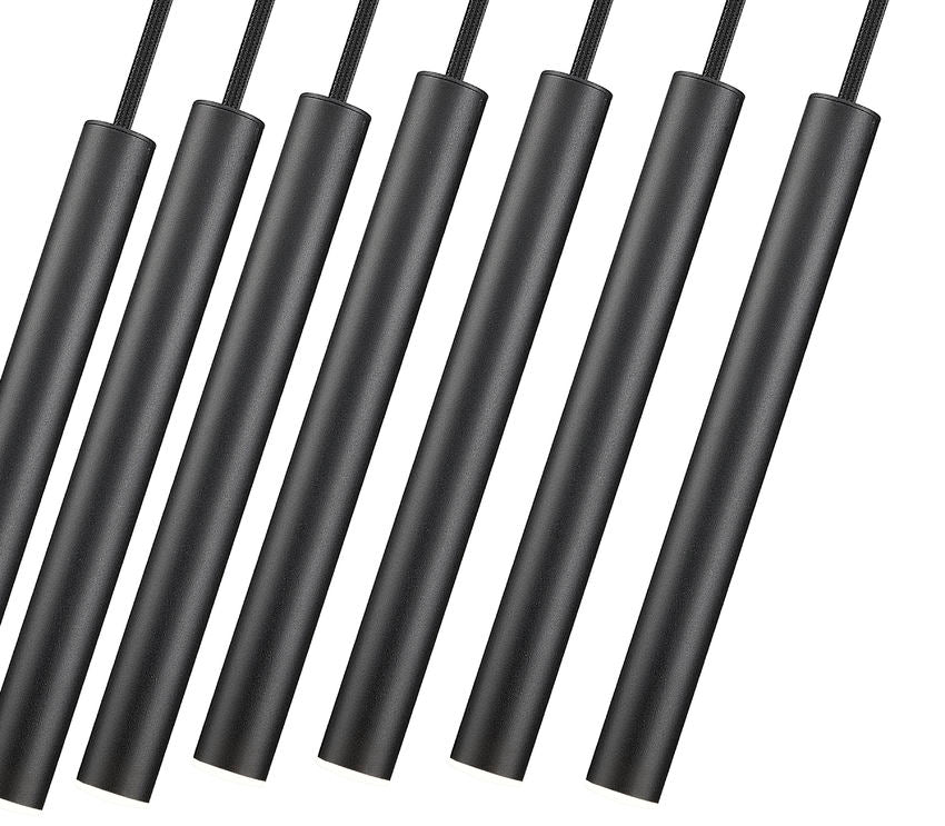 Z-Lite Forest 7-Light LED-Integrated Matte Black Steel Linear Chandelier