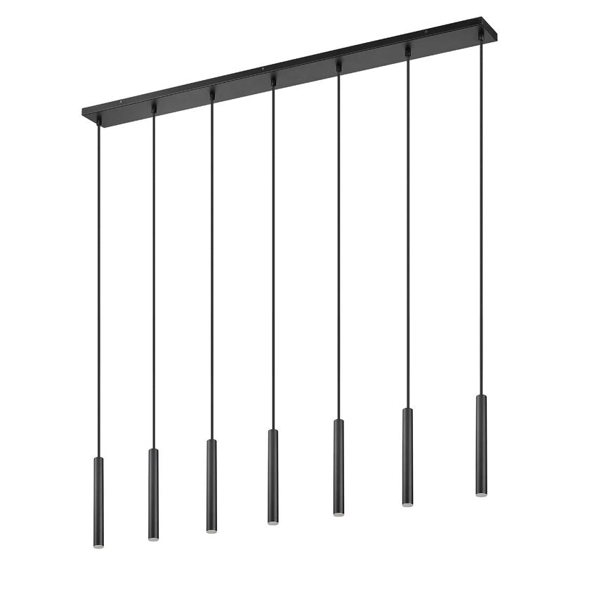 Z-Lite Forest 7-Light LED-Integrated Matte Black Steel Linear Chandelier