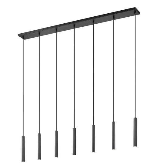 Z-Lite Forest 7-Light LED-Integrated Matte Black Steel Linear Chandelier