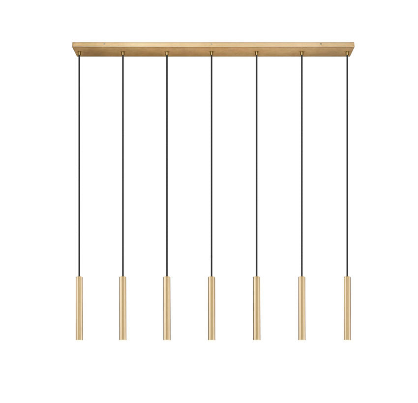 Z-Lite Forest 7-Light LED-Integrated Modern Gold Steel Linear Chandelier
