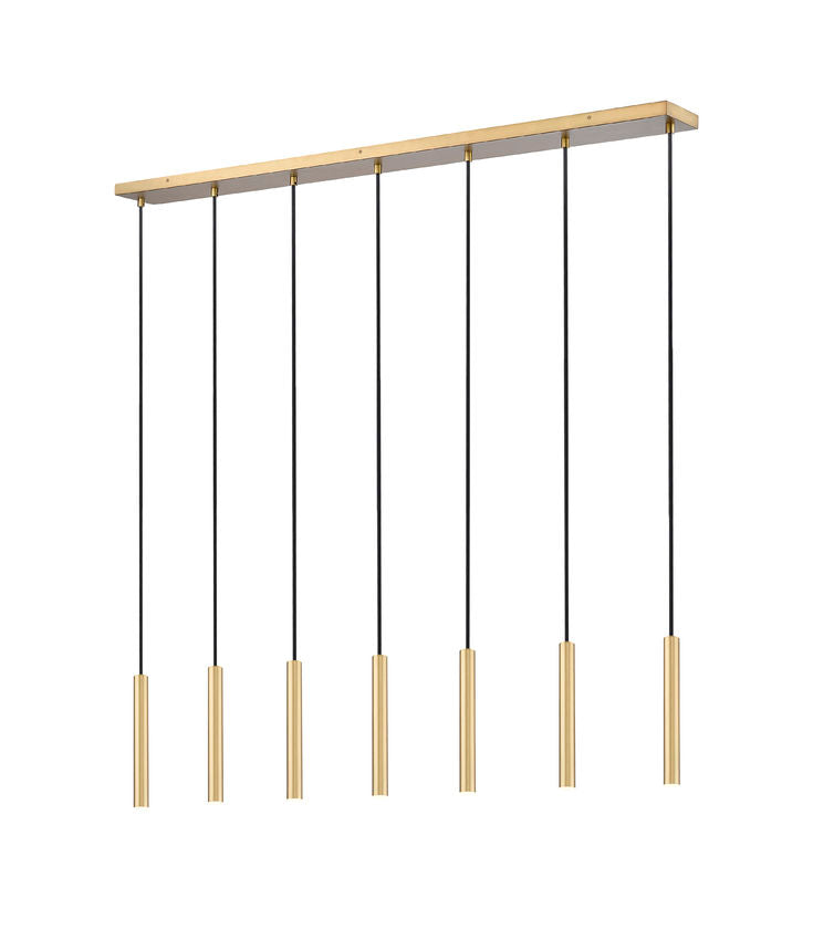 Z-Lite Forest 7-Light LED-Integrated Modern Gold Steel Linear Chandelier