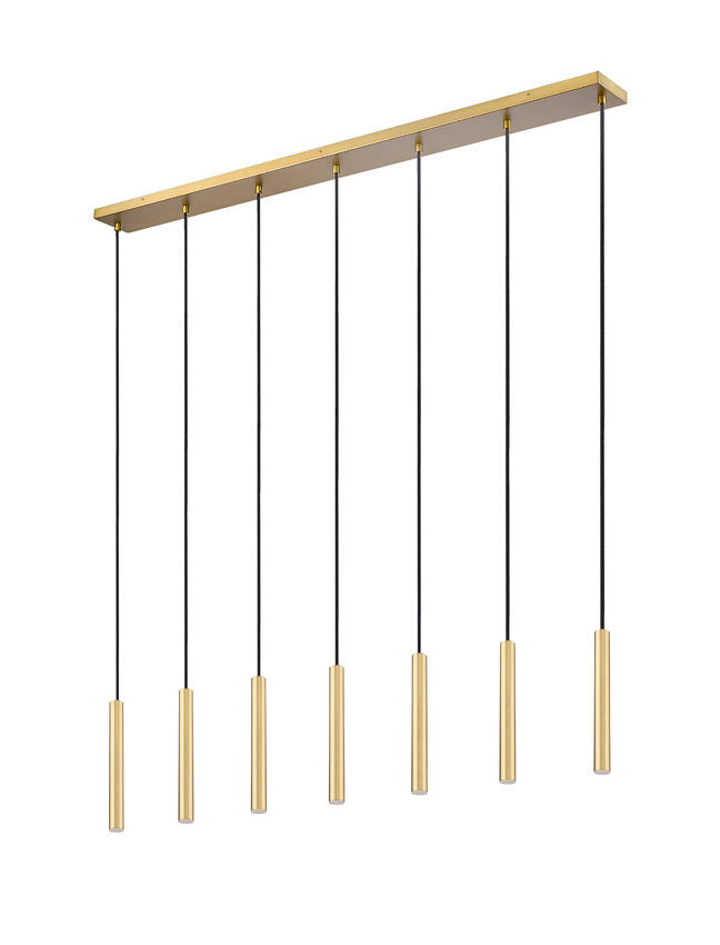 Z-Lite Forest 7-Light LED-Integrated Modern Gold Steel Linear Chandelier