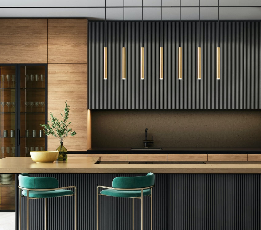 Z-Lite Forest 7-Light LED-Integrated Modern Gold Steel Linear Chandelier