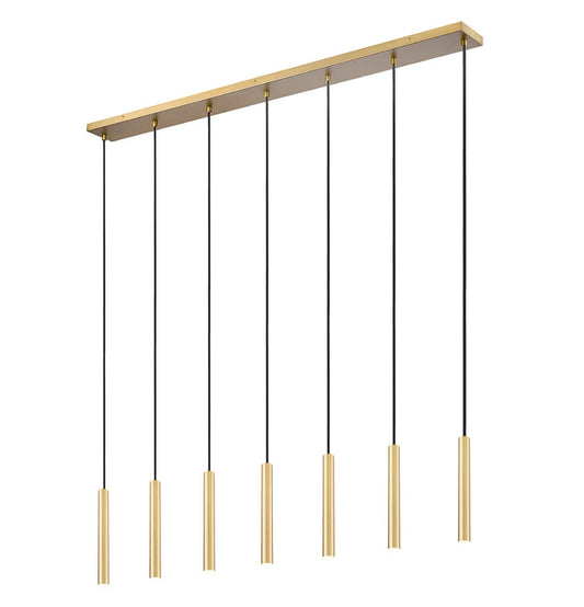 Z-Lite Forest 7-Light LED-Integrated Modern Gold Steel Linear Chandelier