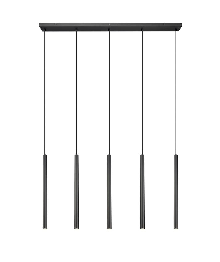 Z-Lite Forest 919MP24-5L-MB-LED 5-Light LED-Integrated Matte Black Steel Linear Chandelier