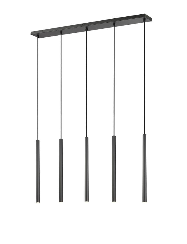 Z-Lite Forest 919MP24-5L-MB-LED 5-Light LED-Integrated Matte Black Steel Linear Chandelier