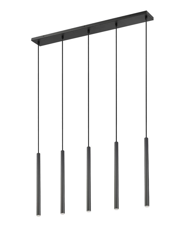 Z-Lite Forest 919MP24-5L-MB-LED 5-Light LED-Integrated Matte Black Steel Linear Chandelier