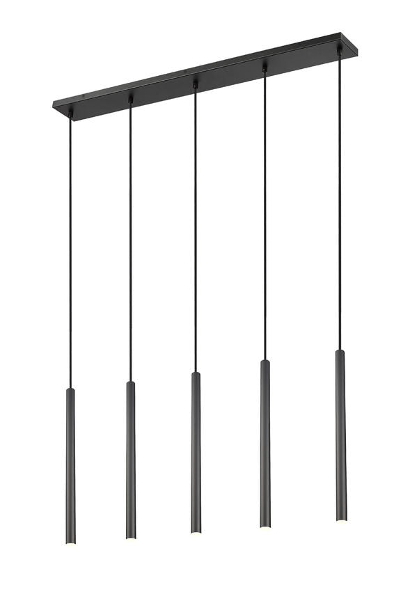 Z-Lite Forest 919MP24-5L-MB-LED 5-Light LED-Integrated Matte Black Steel Linear Chandelier