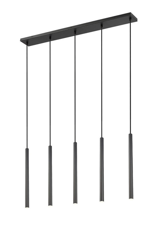 Z-Lite Forest 919MP24-5L-MB-LED 5-Light LED-Integrated Matte Black Steel Linear Chandelier