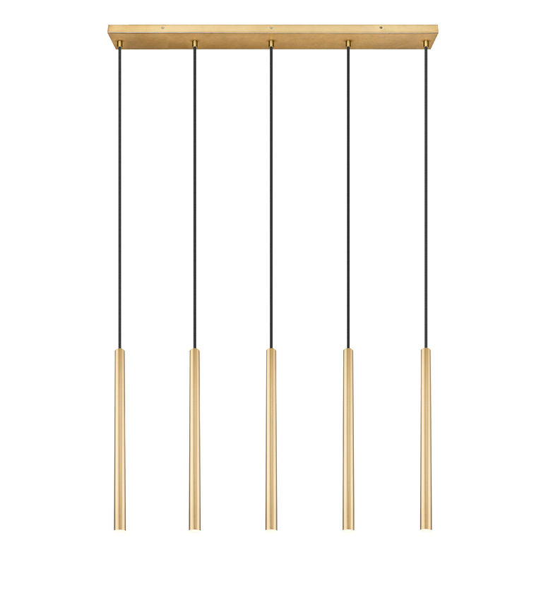 Z-Lite Forest 919MP24-5L-MGLD-LED 5-Light LED-Integrated Modern Gold Steel Linear Chandelier