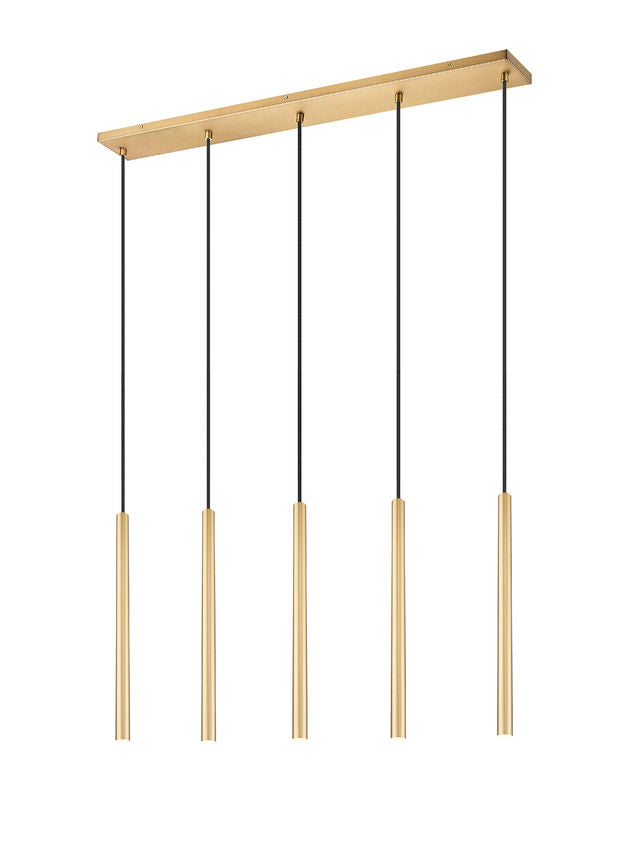 Z-Lite Forest 919MP24-5L-MGLD-LED 5-Light LED-Integrated Modern Gold Steel Linear Chandelier