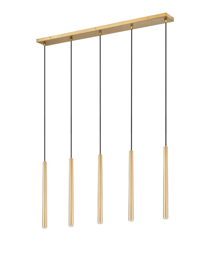 Z-Lite Forest 919MP24-5L-MGLD-LED 5-Light LED-Integrated Modern Gold Steel Linear Chandelier
