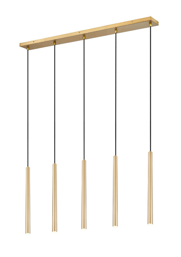 Z-Lite Forest 919MP24-5L-MGLD-LED 5-Light LED-Integrated Modern Gold Steel Linear Chandelier
