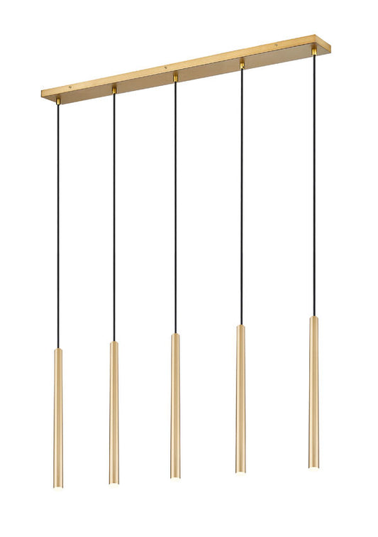 Z-Lite Forest 919MP24-5L-MGLD-LED 5-Light LED-Integrated Modern Gold Steel Linear Chandelier