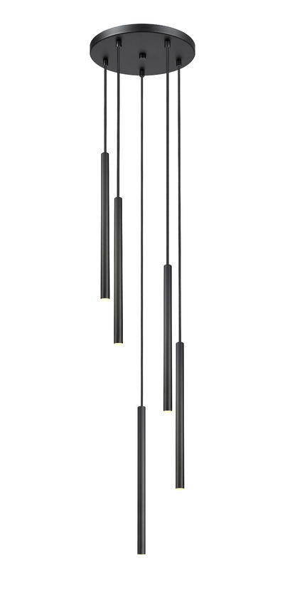 Z-Lite Forest 919MP24-5R-MB-LED 5-Light LED-Integrated Matte Black Steel Chandelier