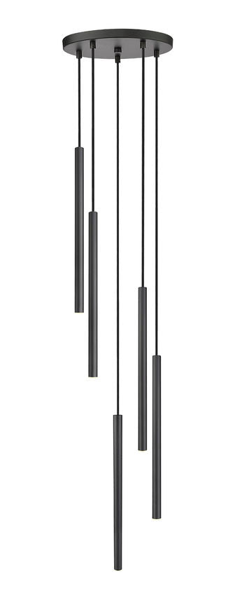 Z-Lite Forest 919MP24-5R-MB-LED 5-Light LED-Integrated Matte Black Steel Chandelier