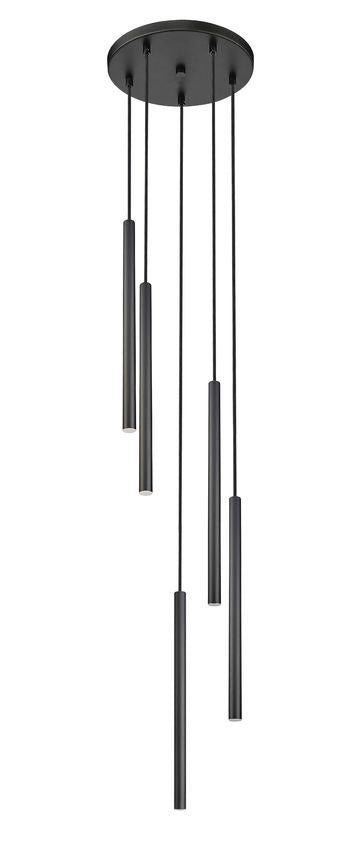 Z-Lite Forest 919MP24-5R-MB-LED 5-Light LED-Integrated Matte Black Steel Chandelier