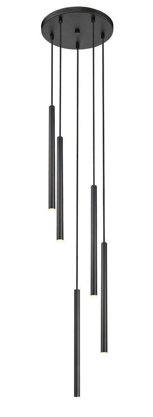 Z-Lite Forest 919MP24-5R-MB-LED 5-Light LED-Integrated Matte Black Steel Chandelier