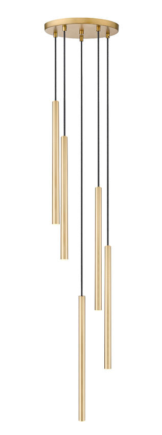 Z-Lite Forest 919MP24-5R-MGLD-LED 5-Light LED-Integrated Modern Gold Steel Chandelier