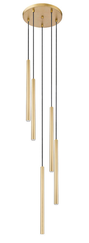 Z-Lite Forest 919MP24-5R-MGLD-LED 5-Light LED-Integrated Modern Gold Steel Chandelier