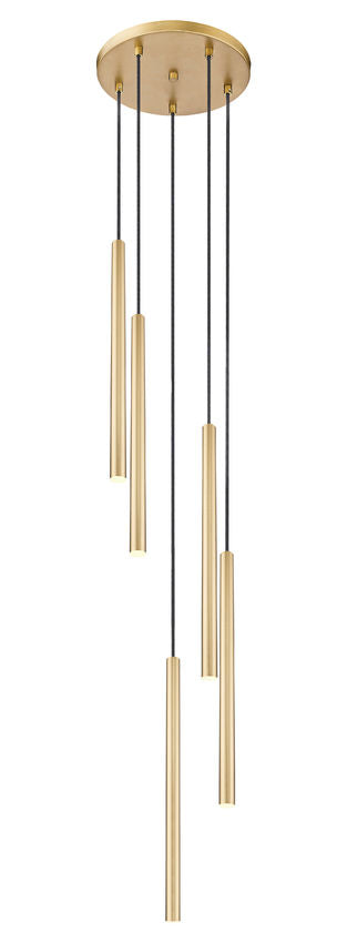 Z-Lite Forest 919MP24-5R-MGLD-LED 5-Light LED-Integrated Modern Gold Steel Chandelier