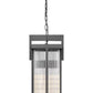 Z-Lite Fortis 24" H 2-Light Aluminum Sand Black Frame Clear Ribbed Glass Shade Outdoor Chain Mount Ceiling Fixture