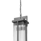 Z-Lite Fortis 24" H 2-Light Aluminum Sand Black Frame Clear Ribbed Glass Shade Outdoor Chain Mount Ceiling Fixture