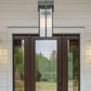 Z-Lite Fortis 24" H 2-Light Aluminum Sand Black Frame Clear Ribbed Glass Shade Outdoor Chain Mount Ceiling Fixture