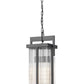 Z-Lite Fortis 24" H 2-Light Aluminum Sand Black Frame Clear Ribbed Glass Shade Outdoor Chain Mount Ceiling Fixture