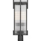 Z-Lite Fortis 5031PHBR-533PM-BK 2-Light Aluminum Sand Black Frame Clear Ribbed Glass Shade Outdoor Post Mounted Fixture