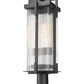 Z-Lite Fortis 5031PHBR-533PM-BK 2-Light Aluminum Sand Black Frame Clear Ribbed Glass Shade Outdoor Post Mounted Fixture